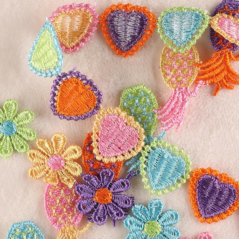 Computer Embroidery Cartoon Fruit Butterfly Color Petal Hand Account Diy Lace Accessories Water Soluble Embroidery Ribbon Cloth Sticker