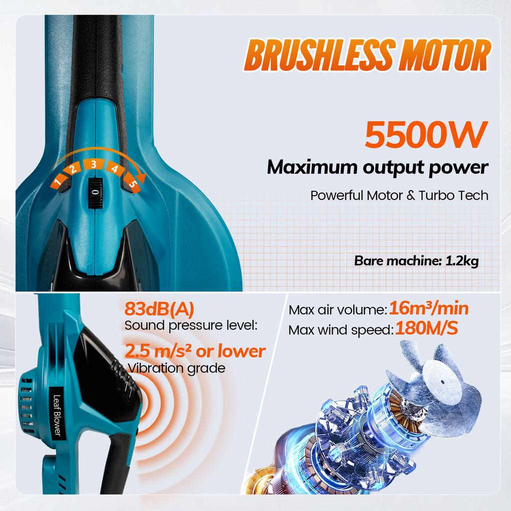 5500W Leaves Snow Dust Cleaning Power Tool High Power Brushless Electric Air Blower Cordless Portable Snow Leaf Blower