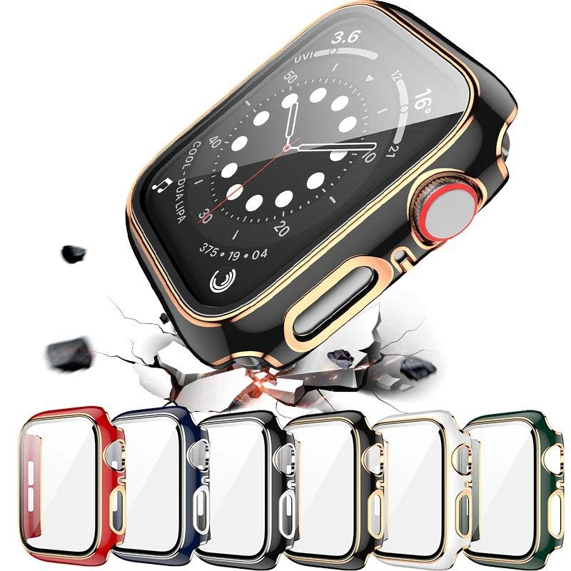 Glas+Hülle Für Apple Watch Hülle 45mm 41mm 44mm 40mm Armband Zubehör Displayschutz für iwatch Serie 4 5 6 SE 7 8 9