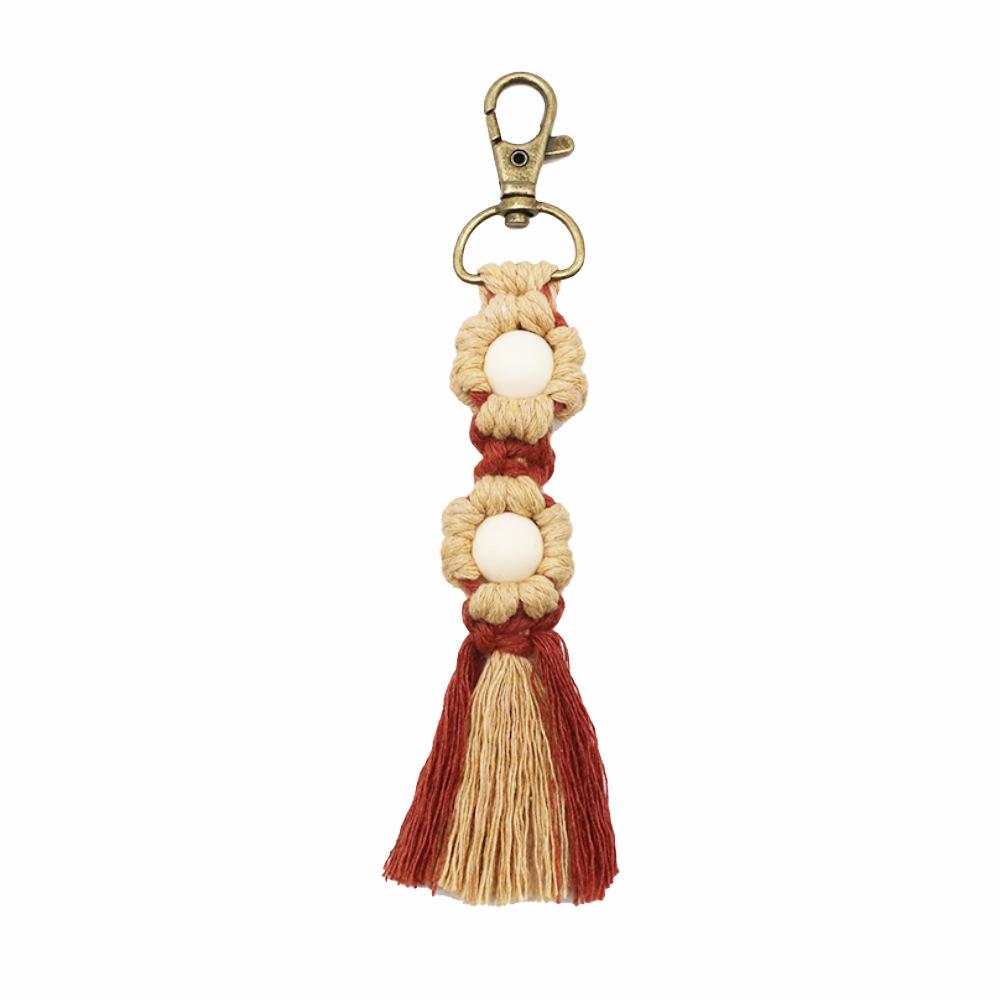 Hand-Woven Cotton Rope Flower Keychain Ornament