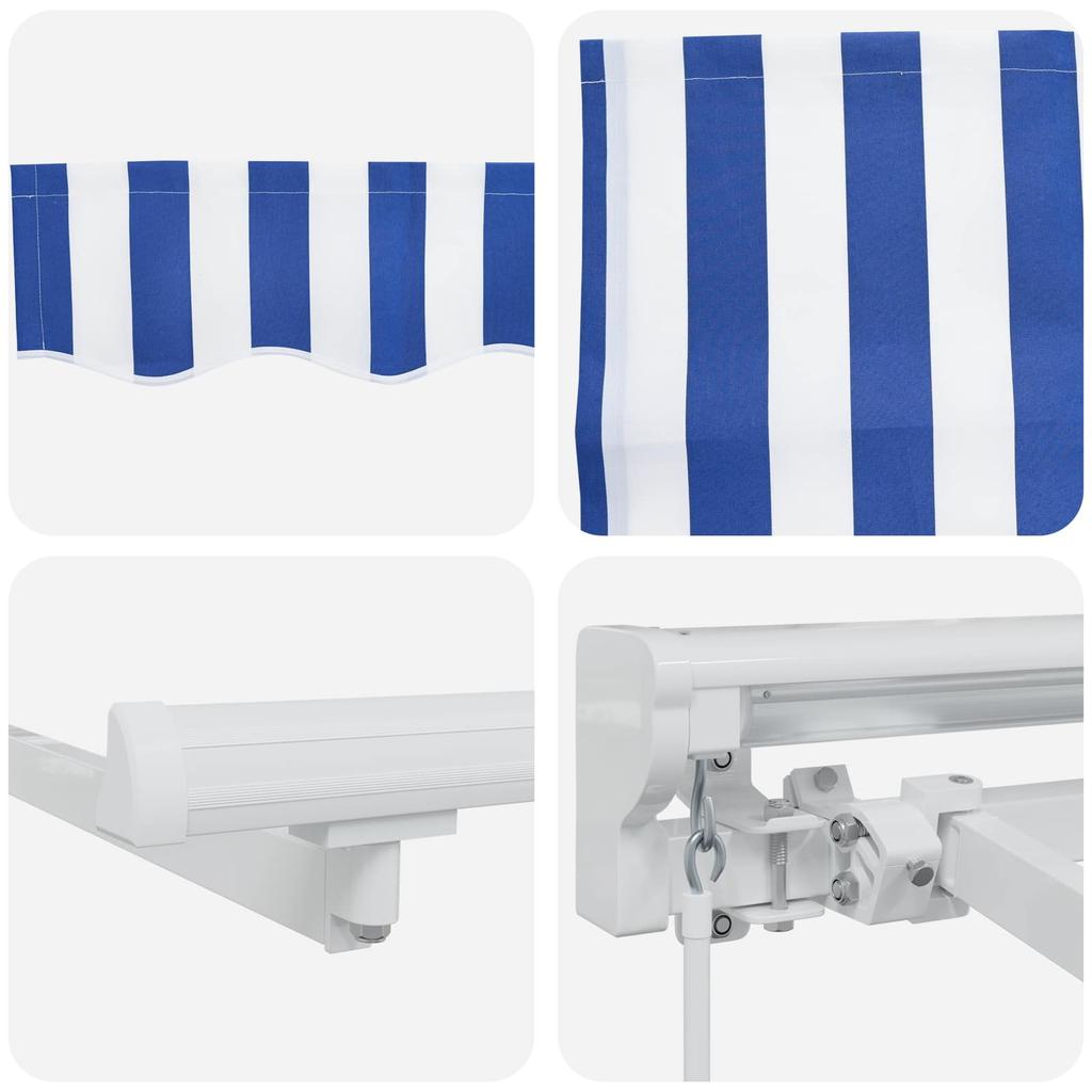 Manual Retractable Awning Blue and White 4 * 3.5 M