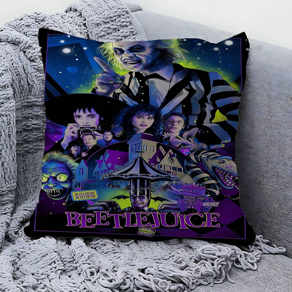 Classic Movie B-Beetlejuice Decorative Room Aesthetics Pillow Case Home Decor Bedroom Sofa Bed Couch Pillow Cover 45x45