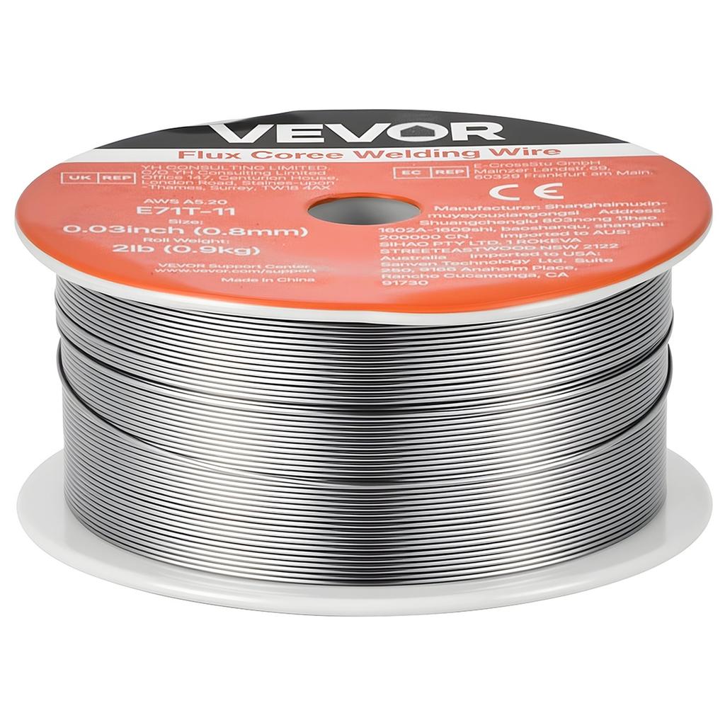 Flux Core MIG Welding Wire, E71T-11 0.8mm 0.9kg, Gasless Mild Steel Welding Wire with Low Spatter for All Position Arc Welding, Self-Shielded for