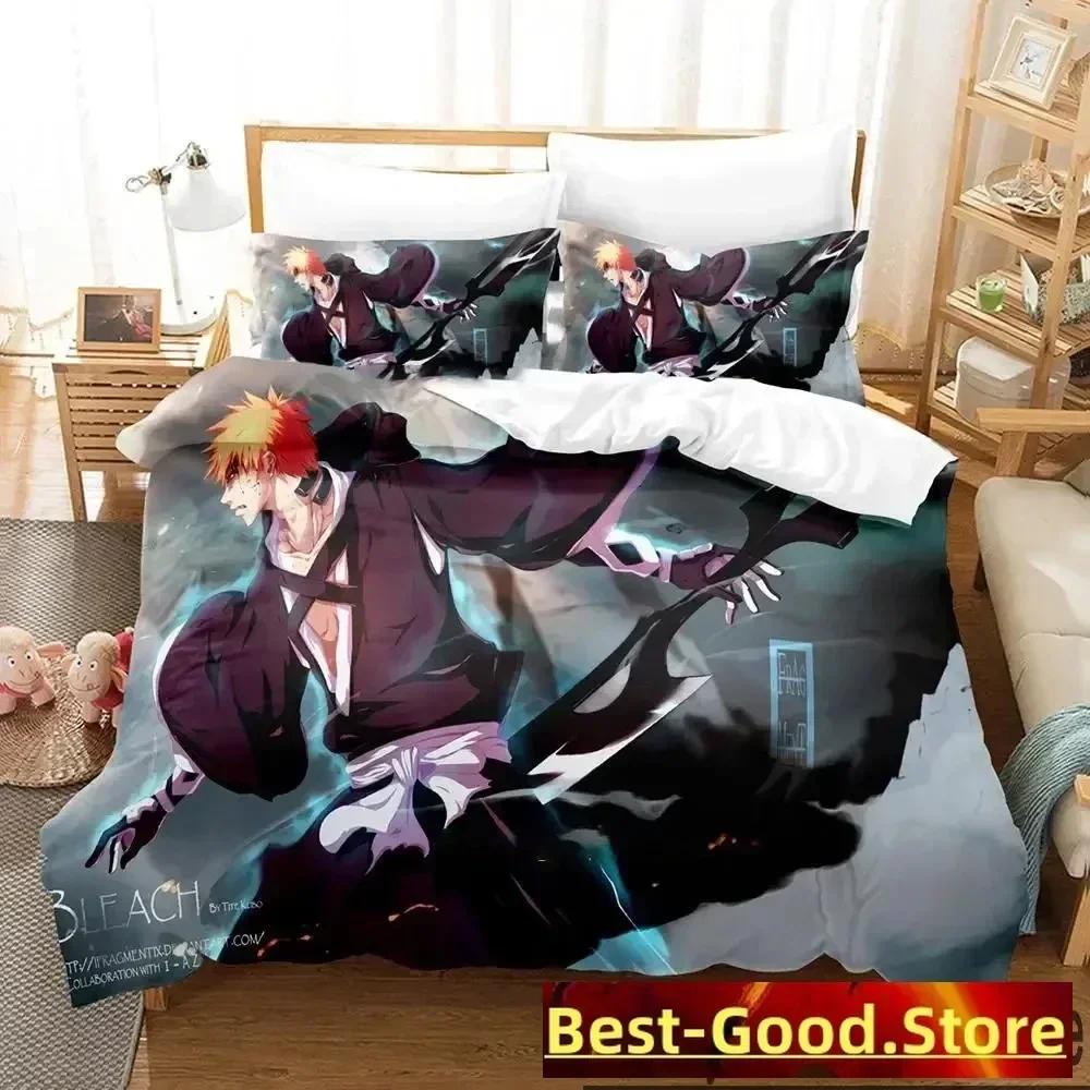 Anime Bleach Kurosaki Ichigo Bedding Set Printed Bed Set With Pillowcase Bed Duvet Cover Soft Queen King Size Bedclothes Home