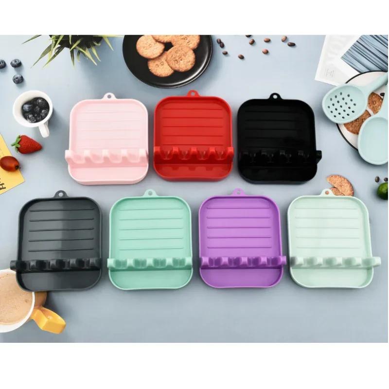 Multi Functional Spatula Rack Kitchen Tools Shelf Household Table Top Card Slot Type Hole Free Pot Cover Spatula Frame