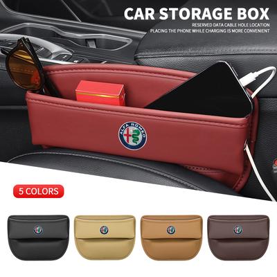 Car Seat Gap Organizer Storage Box Leather Crevice Side Storage Pocket for 4C 159 Spider Giulia Giulietta 156 147