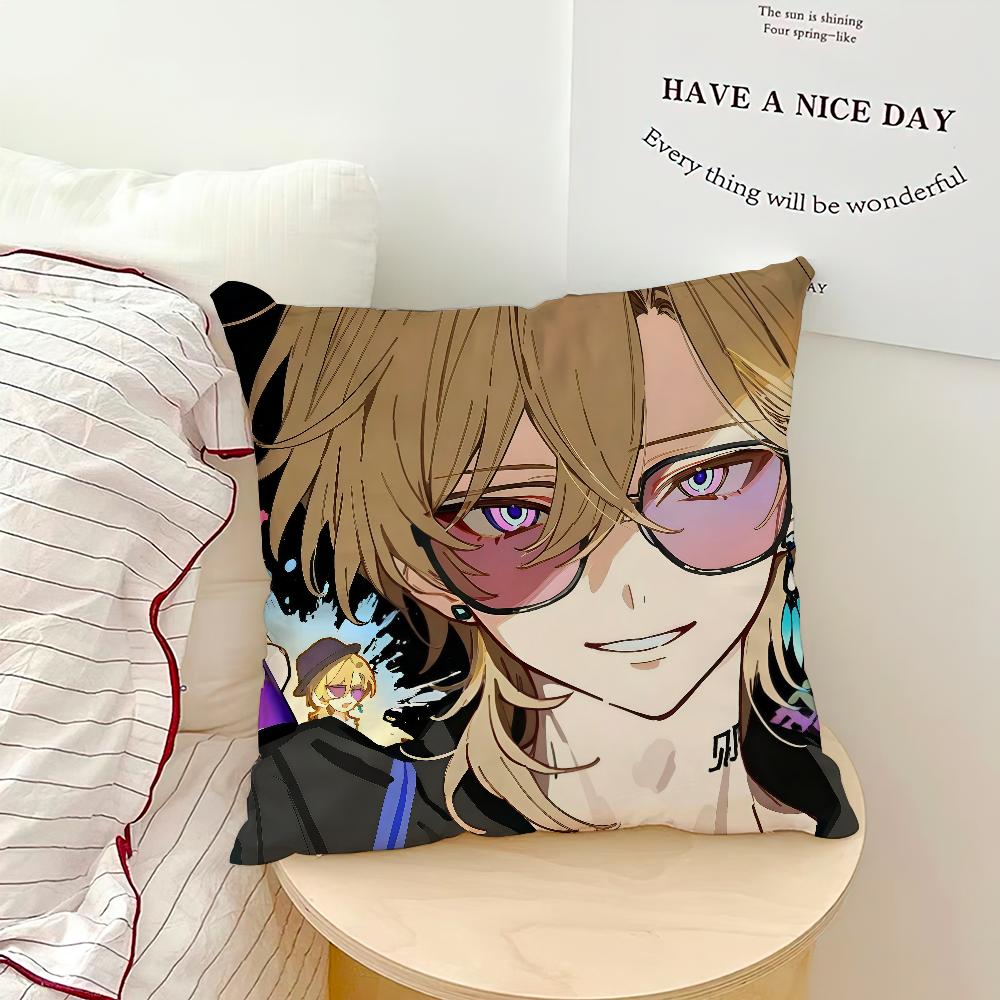 game Honkai Star Rail Aventurine cushion cover Comfortable soft Pillow Case for Sofa Living Room Home Decor Protective Covers