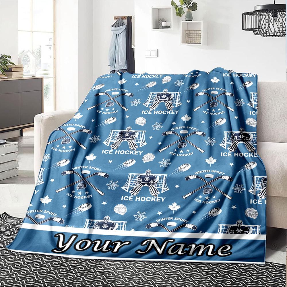 Hockey Lifestyle Eat Sleep Play Repeat Live Love Throw Customize Text Comfortable Texture Versatile For Sofa Couch Office Bed Picnics Allseason Use