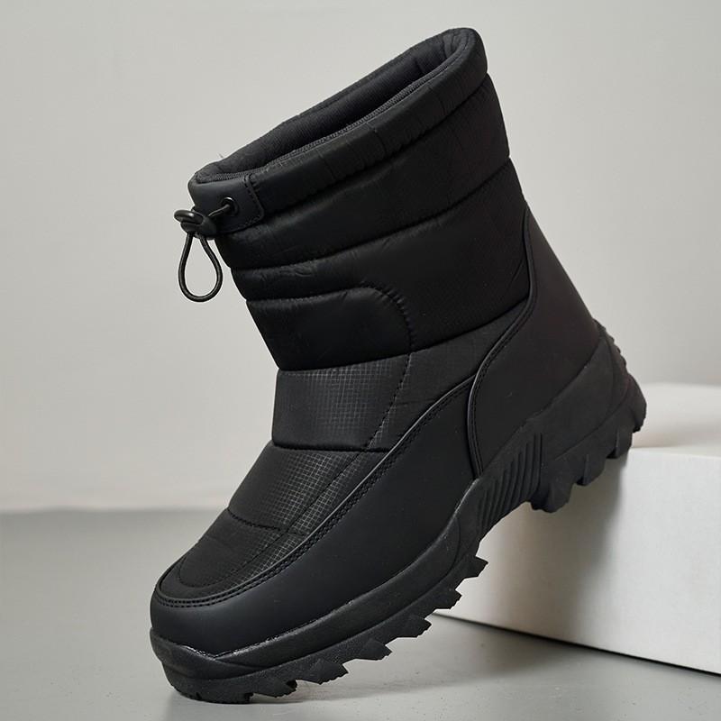 Mens One Foot Stirrup Large Size Soft Sole Winter Warm Anti-slip Fur One Snow Boots Padded Lined Ankle Boots Anti-slip Sports Cotton Boots