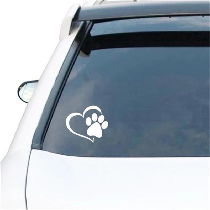 Love Heart Dog Paw Footprint Highly Reflective Sticker For Car Window Bumper Night Driving Warning Sign Reflector Animal Decal