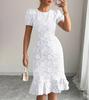 European and American summer short-sleeved new slim-fit hip-wrapped fashion temperament casual versatile dress