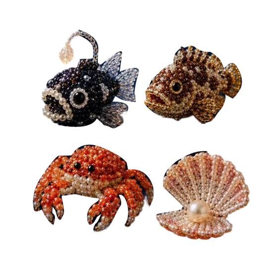 Tiny 3D Beaded Animal DIY Kit, Cute Mini Sea Life Beads Embroidery Kit, Handmade Bead Art Craft Making Set for Adults, Craft Lovers