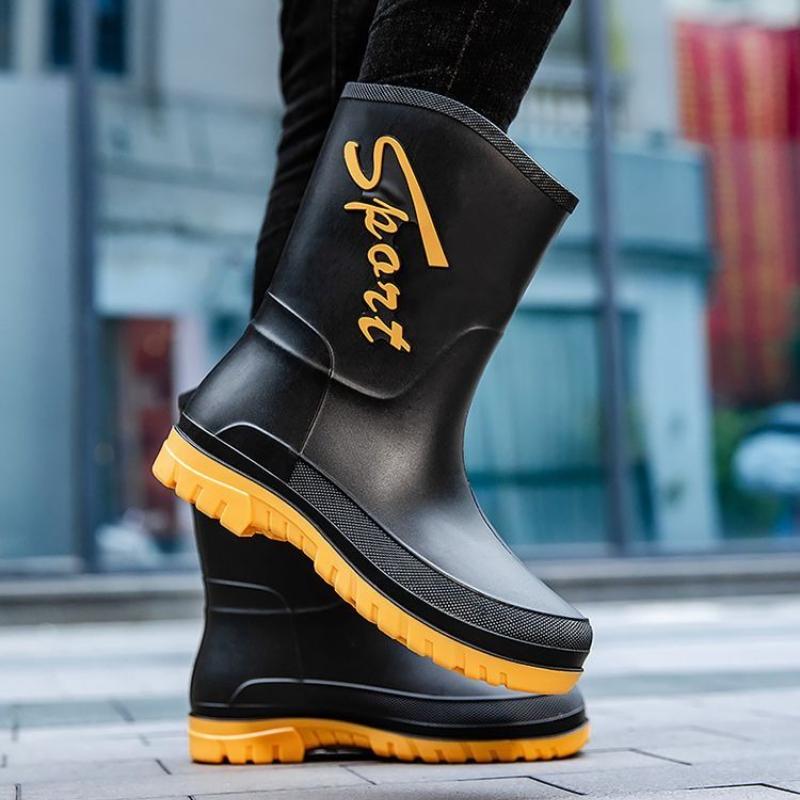 Non Slip Plus Big Size Half High Male Shoes Round Toe Fashion Wear-resistant Original Work Galoshes for City Men's Rain Boots