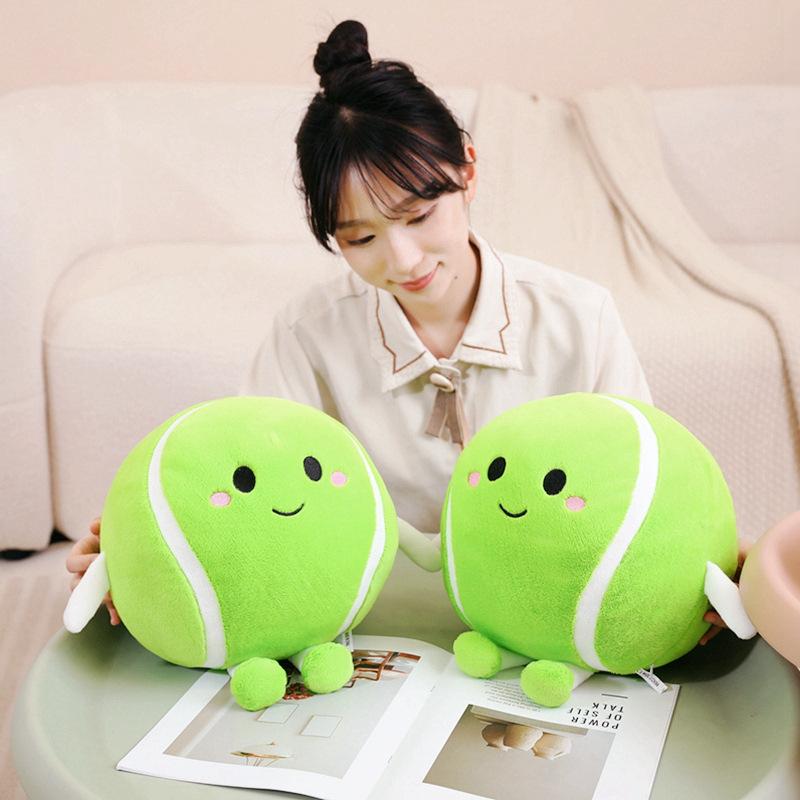 Bai Fen Bai Dolls And Toys Green Fun Tennis Doll Plush Toy Tennis Doll Children's Accompaniment Soothing Pillow Muppet Doll
