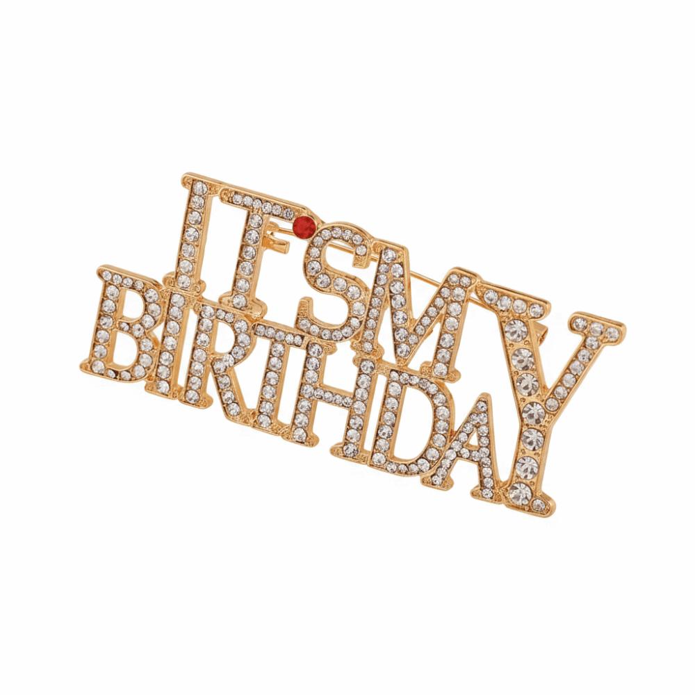 Zinc Zinc Zinc Alloy Letter Brooch Rhinestone Corsage Ornament Exquisite Birthday Brooch Women золотой