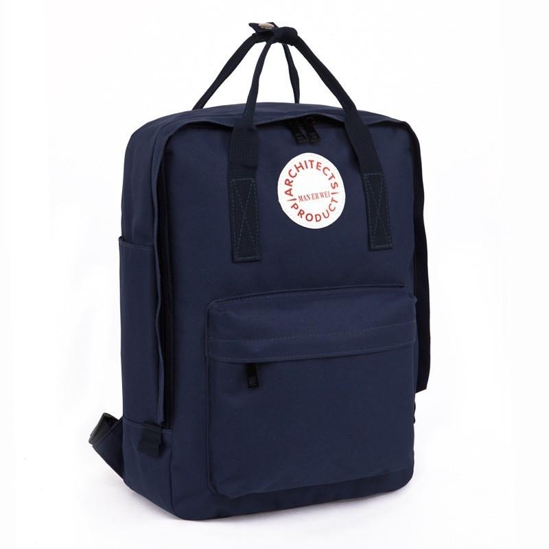 Er Wei Man Letter Print Canvas Leather Backpack Camping Schoolbag Bag Travel