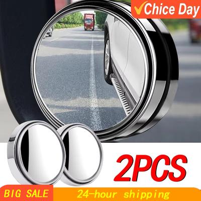 Nuevo 2 Piezas Coche Marco Redondo Convexo Gran Angular Claro Retrovisor Auxiliar 360 Grados Espejo de Punto Ciego Conducción Ajustable