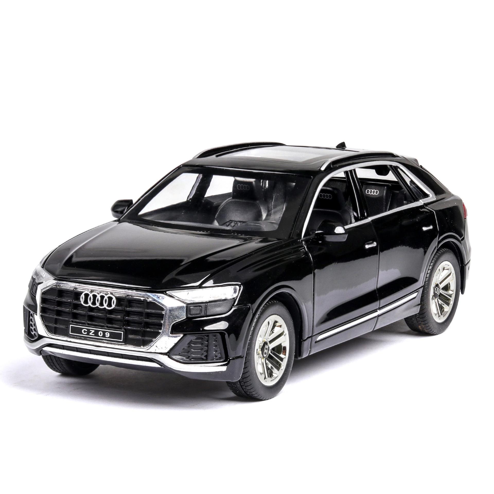 

Масштаб 1/24 Q8 SUV, модель автомобиля из сплава, литая под давлением и игрушечная металлическая модель автомобиля, коллекция имитаций звука и света, детская игрушка в подарок