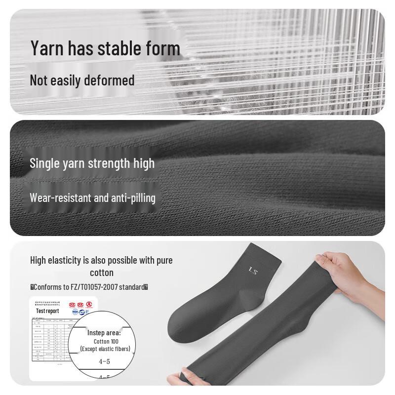 LANGSHA Men's Antibacterial Pure Cotton Dress Socks (7 Pairs)