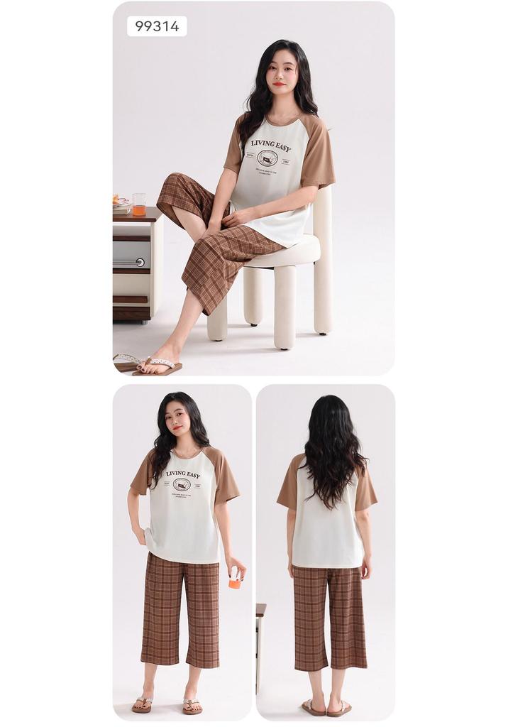 2026 Summer Women's Breathable Cotton Pajamas Set - Lightweight, Seven-Point Sleeve, Indoor/Outdoor Wear