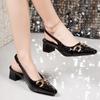 2026 Chain Kitten High Heels Women Slingback Sandals High Heel Shoe for Woman Pumps Ladies Wedding Heeled Office Modern Shoes
