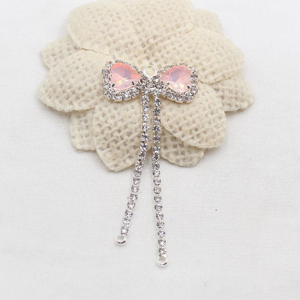 

2 pieces of 26 * 59mm silver shiny flat bow tassel mocha pendant DIY hair accessories, earrings, clothing, wedding decoration