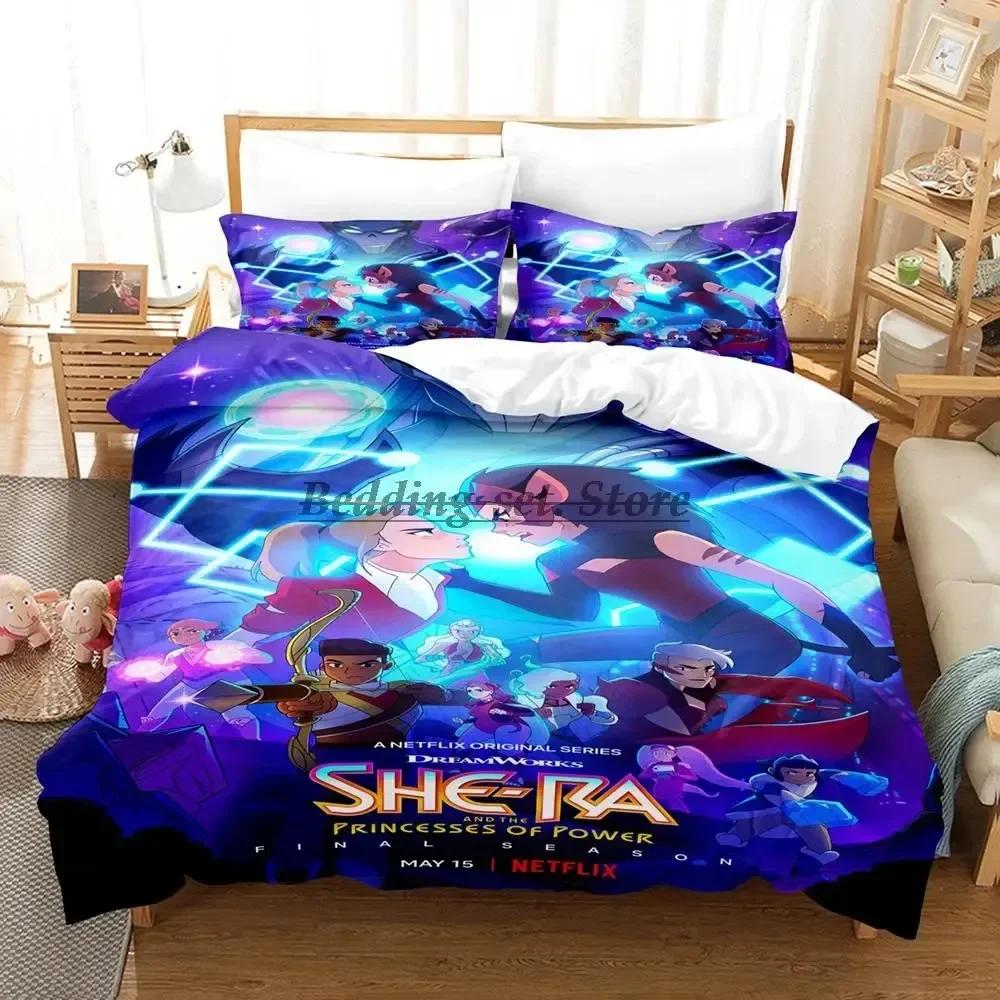 New She Ra And The Princesses Of Power Bedding Set Single Twin Full Queen King Size Bed Set Bedroom Duvetcover Sets Anime