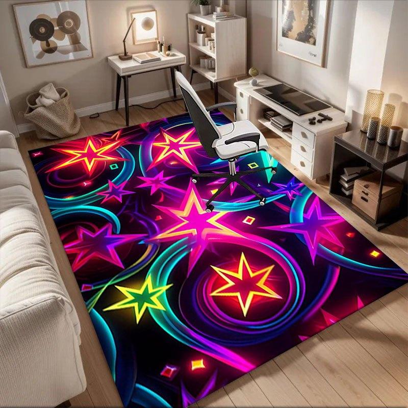 

Neon Starry Night Wall Art Print PosterOffice Mat Perfect for Home Decor Office Desk Chair Rugs Chair Carpet for office Polyester Chair Mat 60cm by 90cm