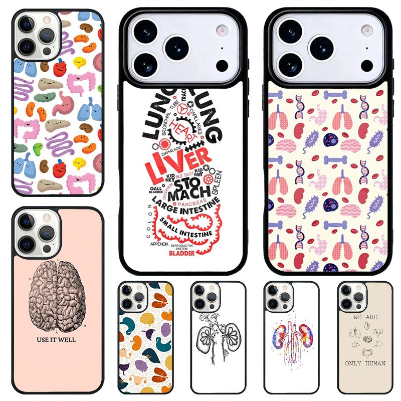 Medical Human Organs Brain Kidney Art Shockproof Phone Case for iPhone 17 Air 16e 15 11 12 14 13 Pro Max Cover Coque