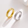 Fashionable and Indifferent Style Light Luxury Ring Simple Striped Checkered Ring for Women