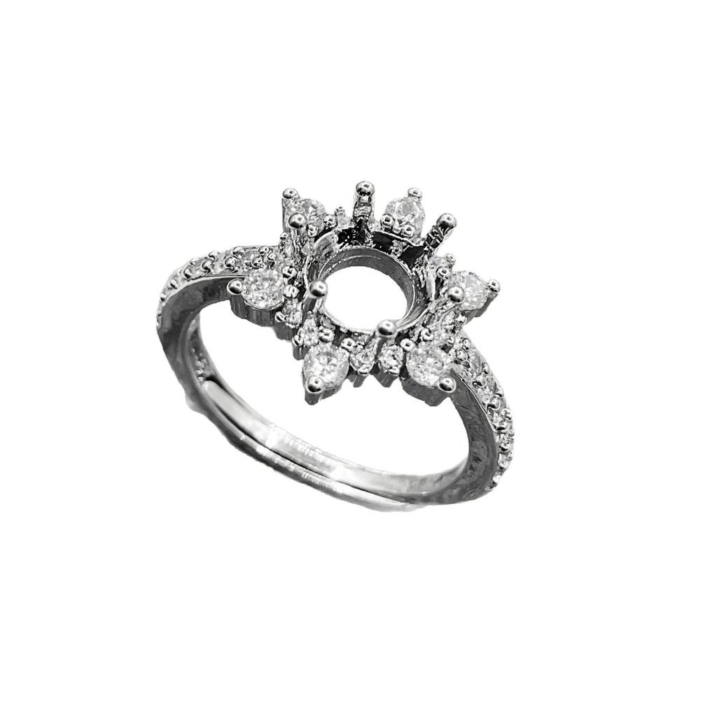 6.2mm Pointed Bottom Huazi Diamond-Inlay Ring Setting - Trendy Jewelry Style for DIY Fashion Rings