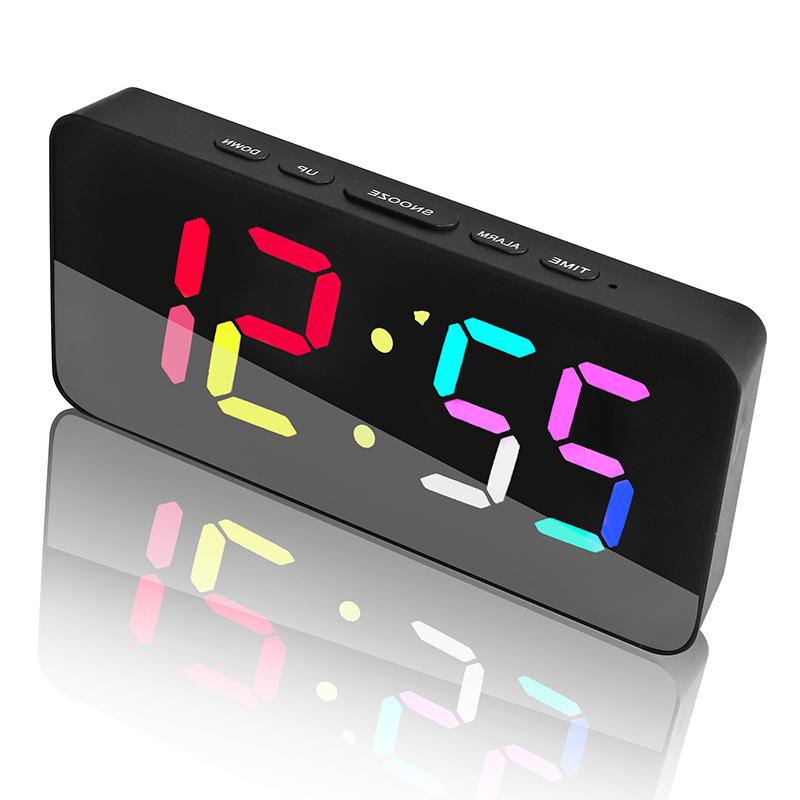 Colorful Creative Electronic Clock Fantasy Color Changing Mirror Clock Student Sleeping Alarm Clock Digital Clock