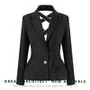 Women's Rhinestone Bow Jacket with Back Cross and Hollow-Out Design - Spring Collection 2025 Slim Fit Waist-Cinching Blazer