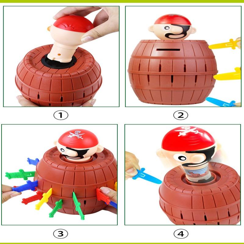 Funny Pirate Barrel Toy Lucky Game Jumping Pirates Bucket Sword Stab Tricky Toy Family Interactive Games Competitive Pk Toy Gift