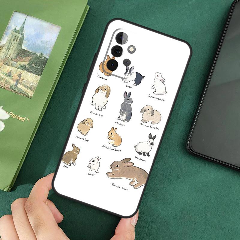 Cartoon Rabbit Bunny Case For Samsung Galaxy A54 A51 A71 A31 A41 A12 A22 A32 A52 A72 A52S A14 A70 A53 Cover