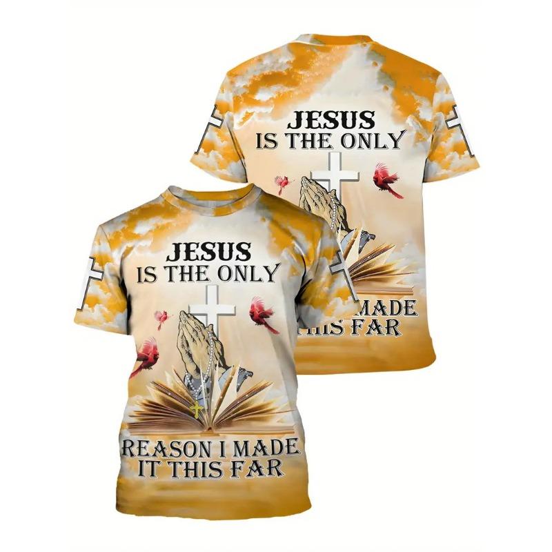 Praying Jesus Printed Kids Adult T-shirt Summer Women's and Men's Casual Outdoor Girl and Boy Short Sleeve Tees Top Pullover