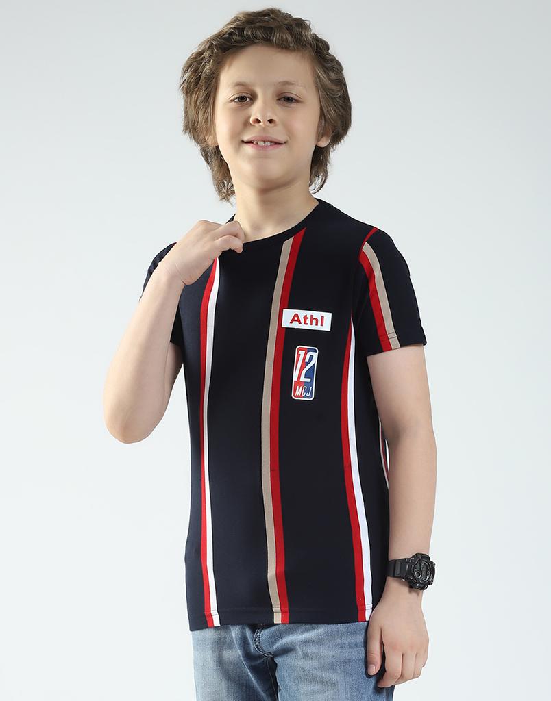 MONTE CARLO Boys Striped Round Neck T-Shirt