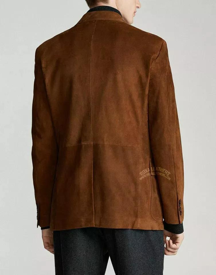 Stilvoller brauner Designer-Blazer aus echtem weichem Wildleder für Herren, neu, lässig, formell