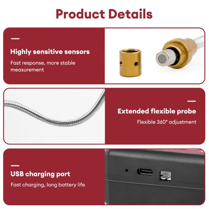 Gas Detectors with Flexible Hose And Fast Leak Alerts Handheld Methane Detectors Easy to Use For Indoor/Outdoor Use