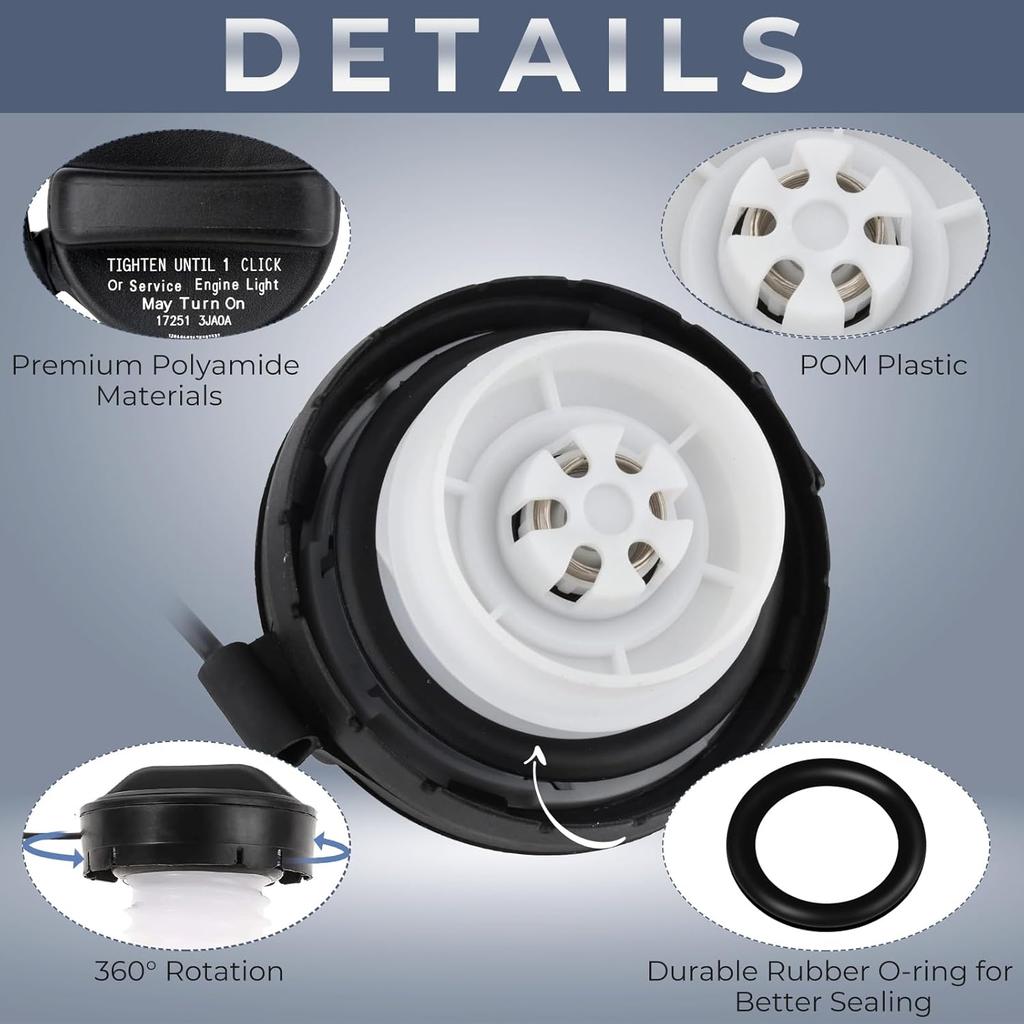 Gas Cap, Fuel Cap For 2012- Nissan Infiniti Altima Frontier Murano Pathfinder Versa Note Infiniti QX60 JX35, 17251-1VZ0D, 17251-3JA0A, 17251-9BD0E,