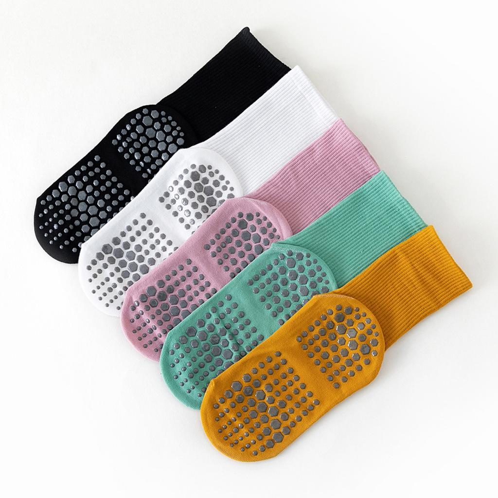 1 Pair Yoga Socks with Non-slip Silicone Gripper Breathable Moisture-Wicking Professional Women Ballet Dance Fitness Pilates Sports Mid-calf Socks