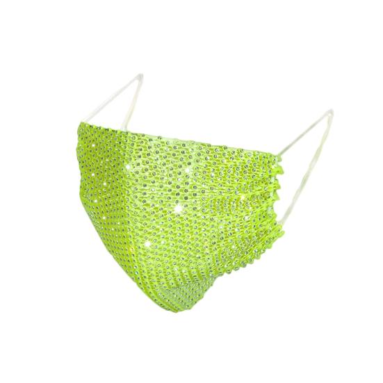 

Women Stylish Shiny Rhinestones Inlaid Face Cover Dust Proof Breathable Mask зелёный