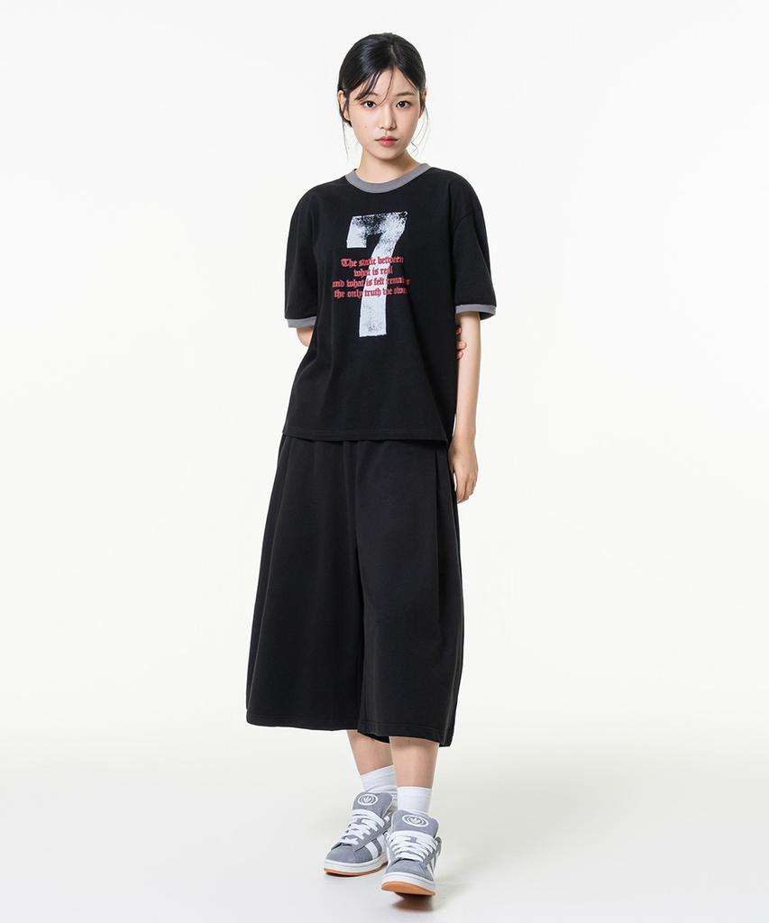 MOZMOZ Plain Bermuda Cropped Side-Pleated Sweatpants Black