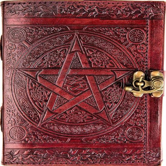 Leather Bound Diary Embossed with Lock Cum Notepad for Men and Women Plain Paper of 17.78 X 12.7 Cm 240 Pages Perfect for Travel Diary for Gift (Star)