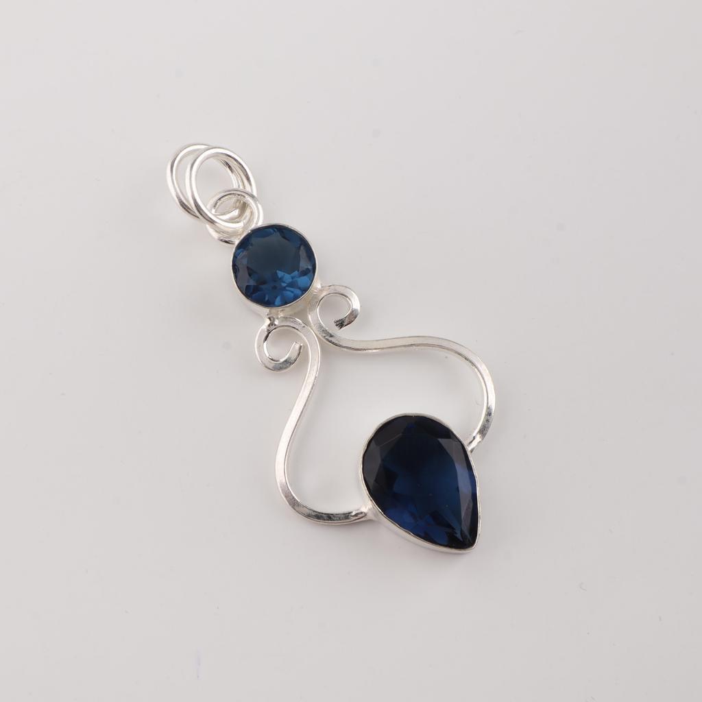 London Blue Topaz Gemstone 925 Sterling Silver Handmade Jewelry Pretty Pendant 1.60" For Wife PP-13-3