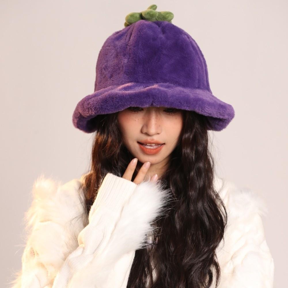 Rolled-up Winter Fisherman Hat Fluffy Beanie Hat All-match Plush Bucket Hat  Cycling