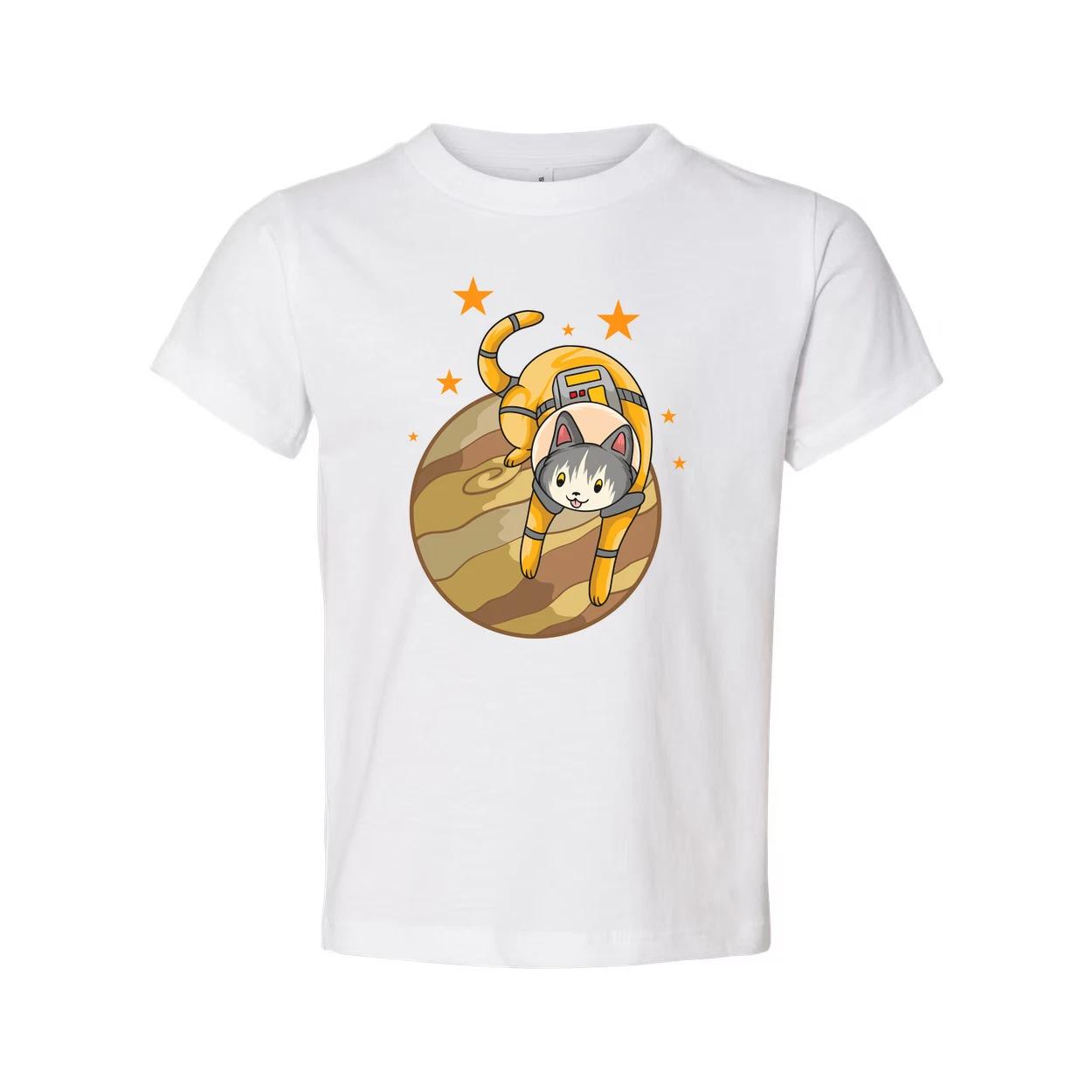 Space Cat Astronaut Illustration On Planet Unisex T Shirt With Adventure Theme P L