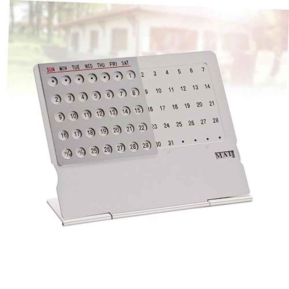 Aluminum Alloy Perpetual Calendar Mini Standing Monthly Desktop Calendar  Home
