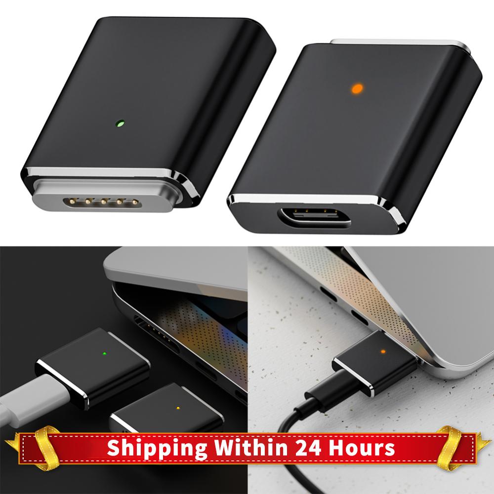 100W USB-C To Magnetic 3 Adapter with LED Indicator PD3.1 Type-C Female To Magnetic 3 Adapter for MacBook Air/for MacBook Pro argento