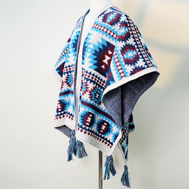 Retro Ethnic Knit Travel Shawl Cape